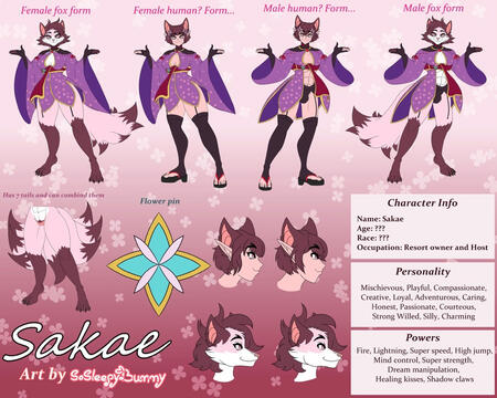 Sakae’s character sheet commission by SoSleepyBunny on Twitter